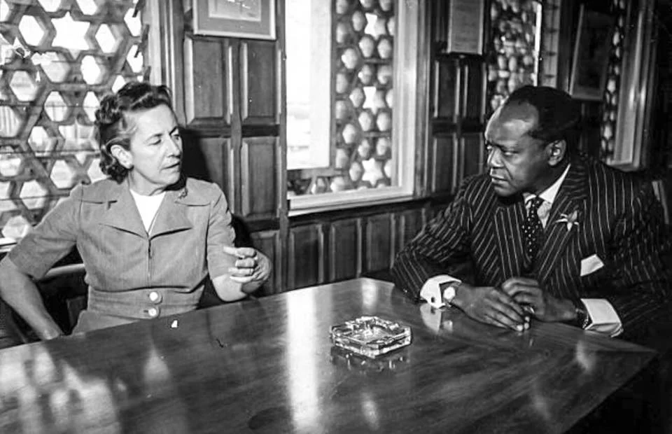 Charles Njonjo holds talks with Helen Suzman.