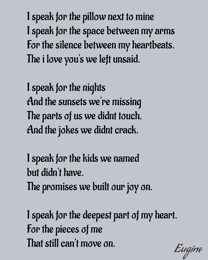I speak for the space between my arms...