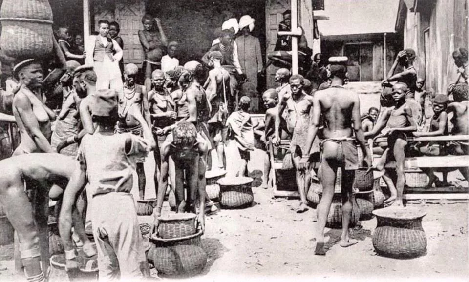 Locals at an Indian dukawalla near Kisumu