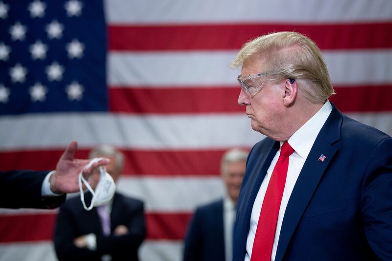 President Donald Trump tours a Honeywell International Inc. factory producing N95 masks in Phoenix on May 5.