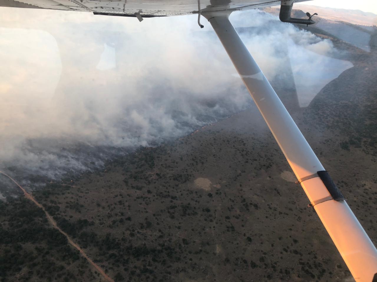 Aerial footage showed it burning for miles