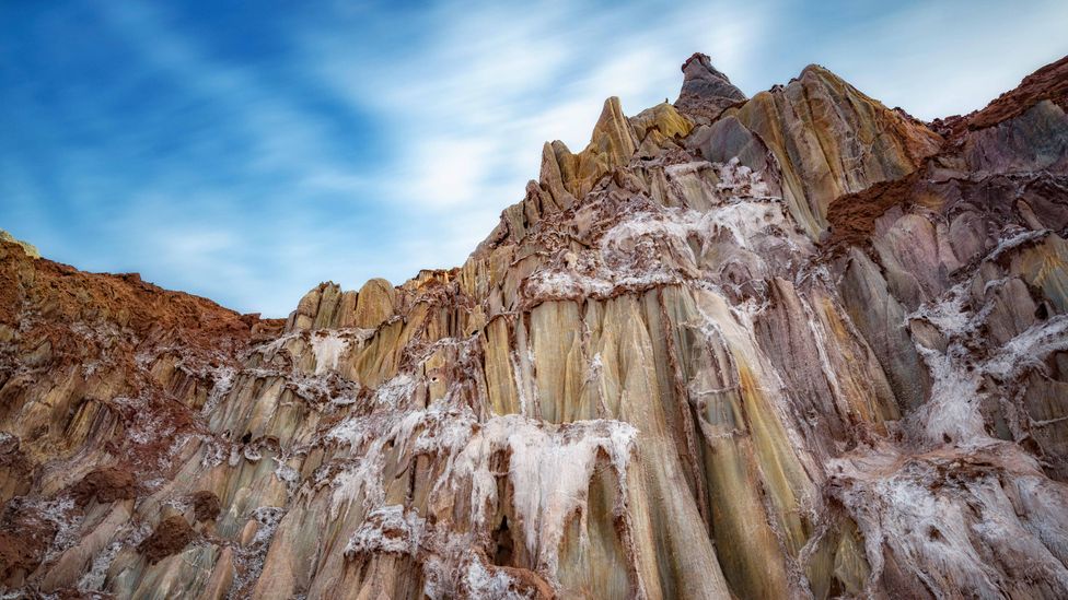 Locals believe that the salt found at the Goddess of Salt mountain has the power to release any negative energy (Credit: Saeed Abdolizadeh/Alamy)